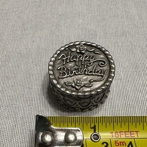 Pewter Vintage Trinket Birthday Cake Box, Earrings and Pin Set